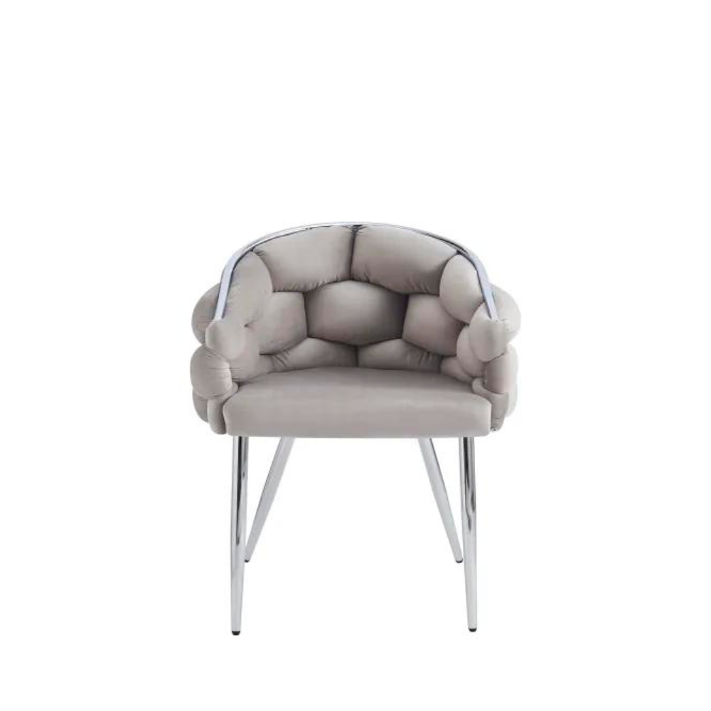 Chaise Ballon Argent velours Taupe