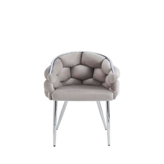 Chaise Ballon Argent velours Taupe