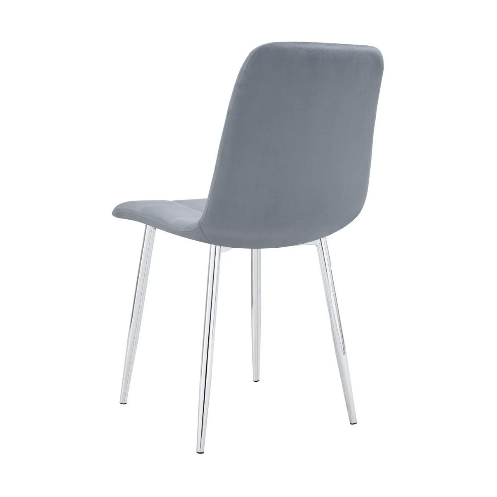 Chaise Elisa Argent velours Gris