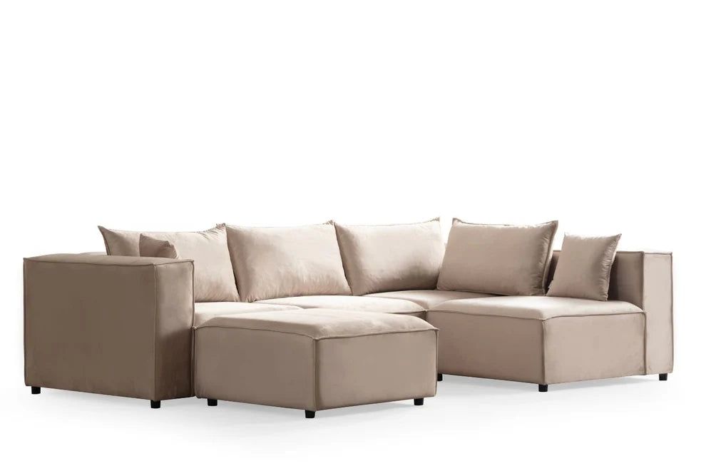 Canapé d'angle Elegance Modulable Velours Nude