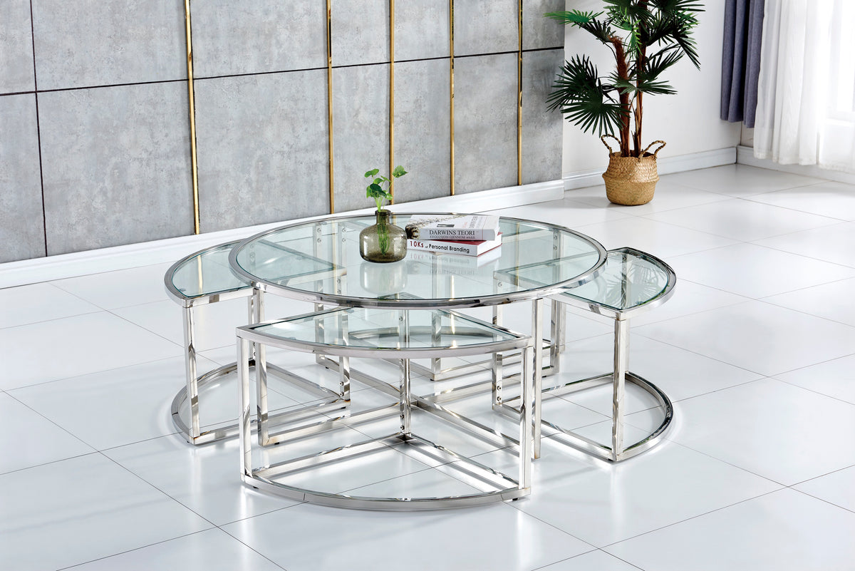 Table basse Elve Argent verre trempé
