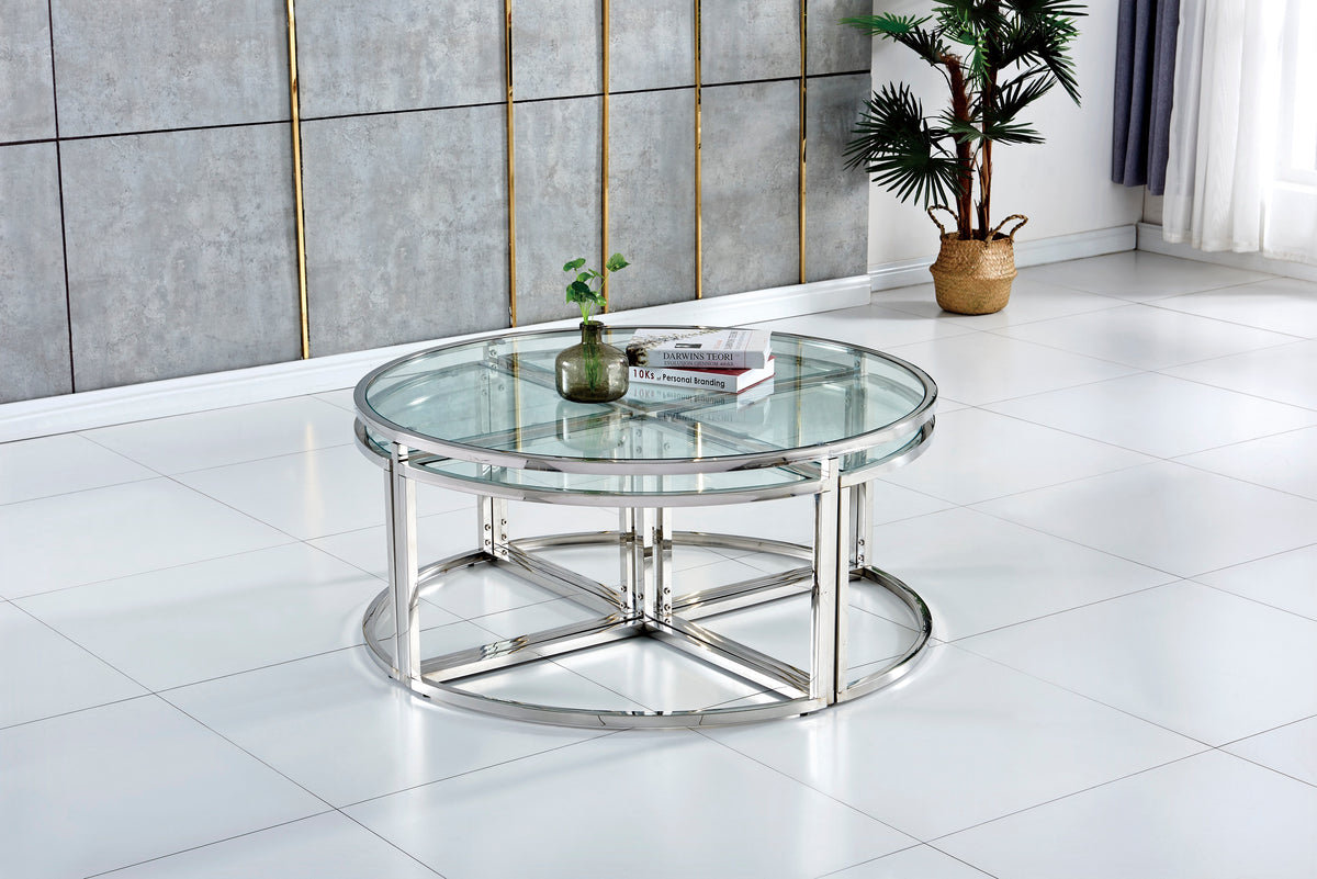 Table basse Elve Argent verre trempé
