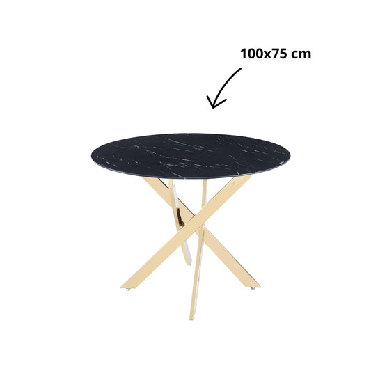 Table à manger ronde Victoire Pieds Or Marbre Noir