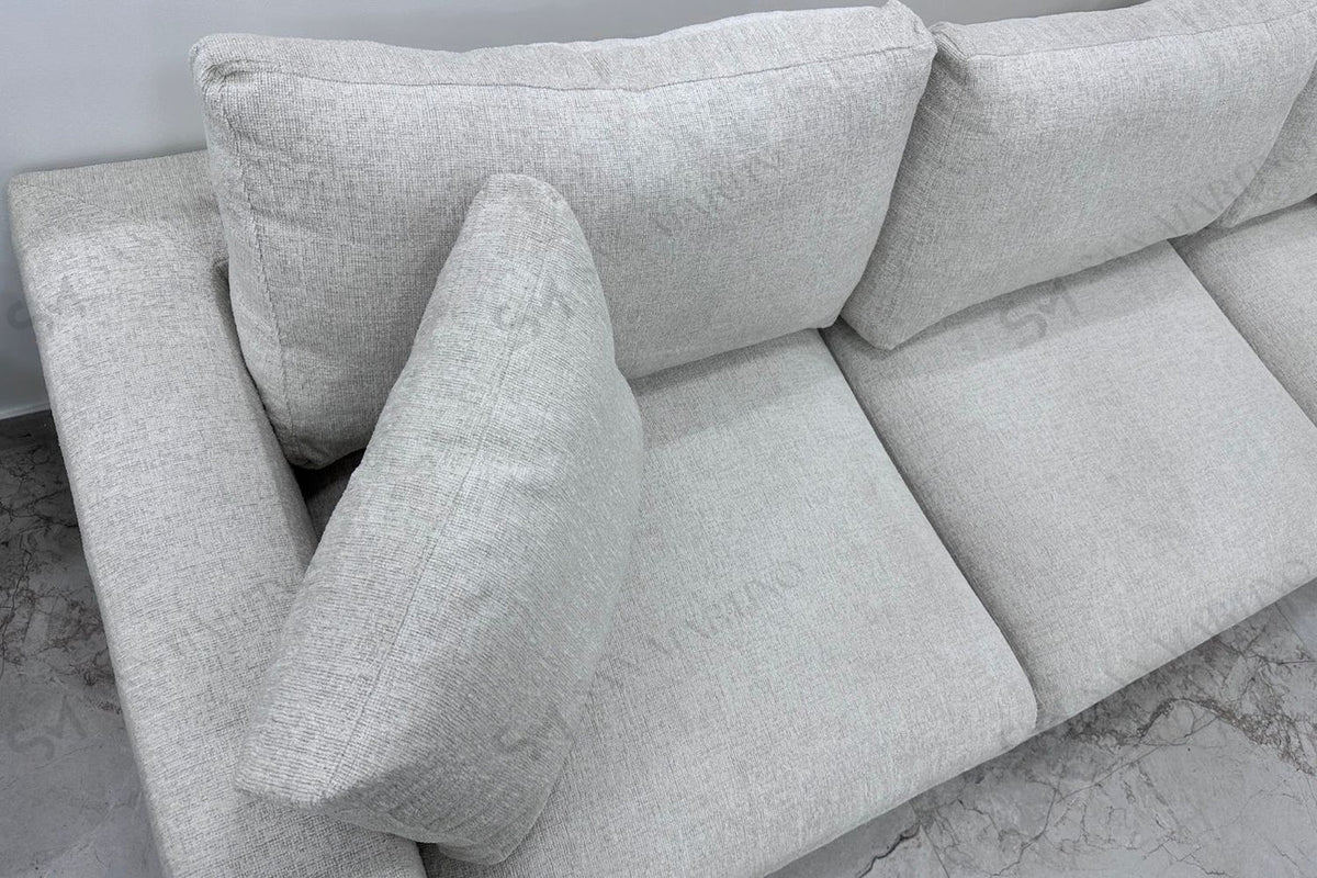 Canapé d'angle Julia Modulable 3+1 Chenille Blanc Cassé