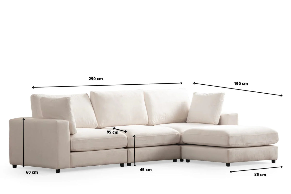 Canapé d'angle Julia Modulable 3+1 Chenille Blanc Cassé