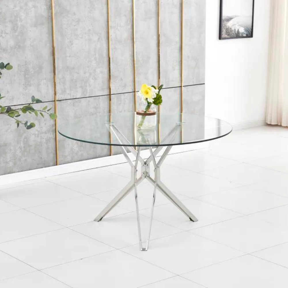 Table à manger Electra Argent Verre Transparent