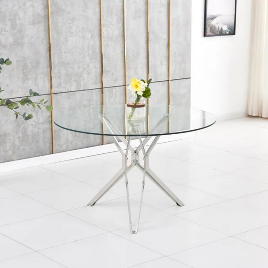 Table à manger Electra Argent Verre Transparent