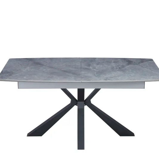 Table à manger extensible Bianca pieds metal noir céramique marbre gris