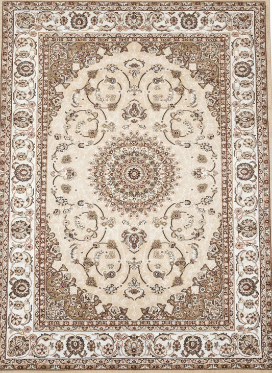 Tapis Dubai Merinos – Qualité Premium classique Beige Médaillon orientale
