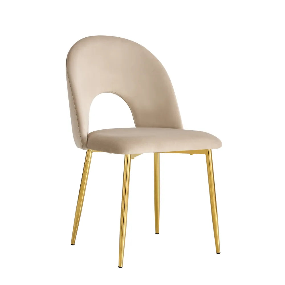 Chaise Teddy Structure Dorée Velours Style Classique