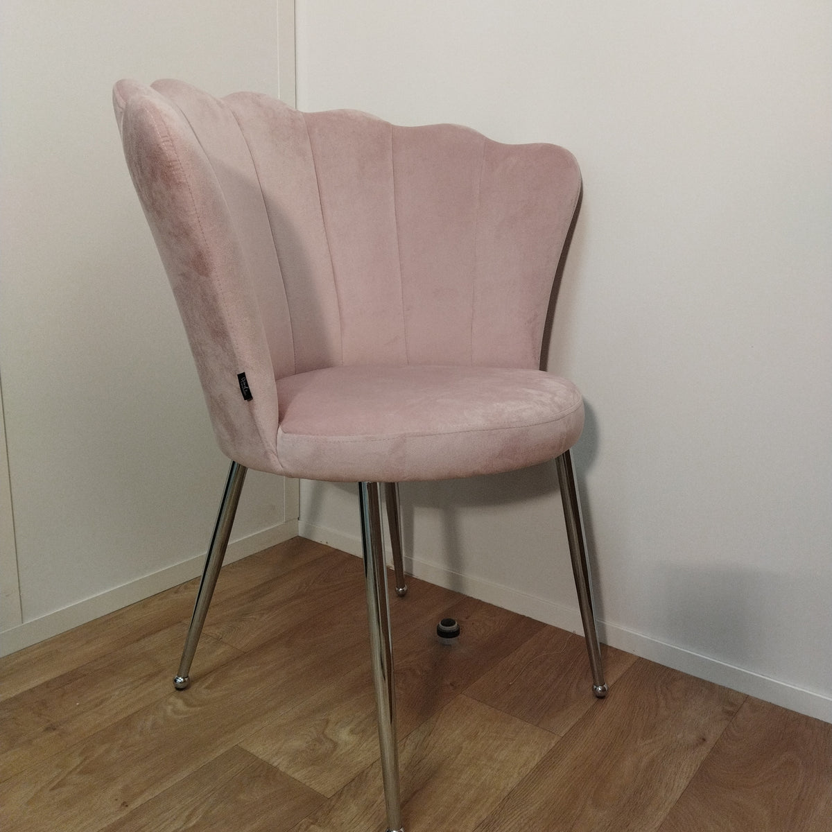 Chaise Quinconce Argent velours Rose