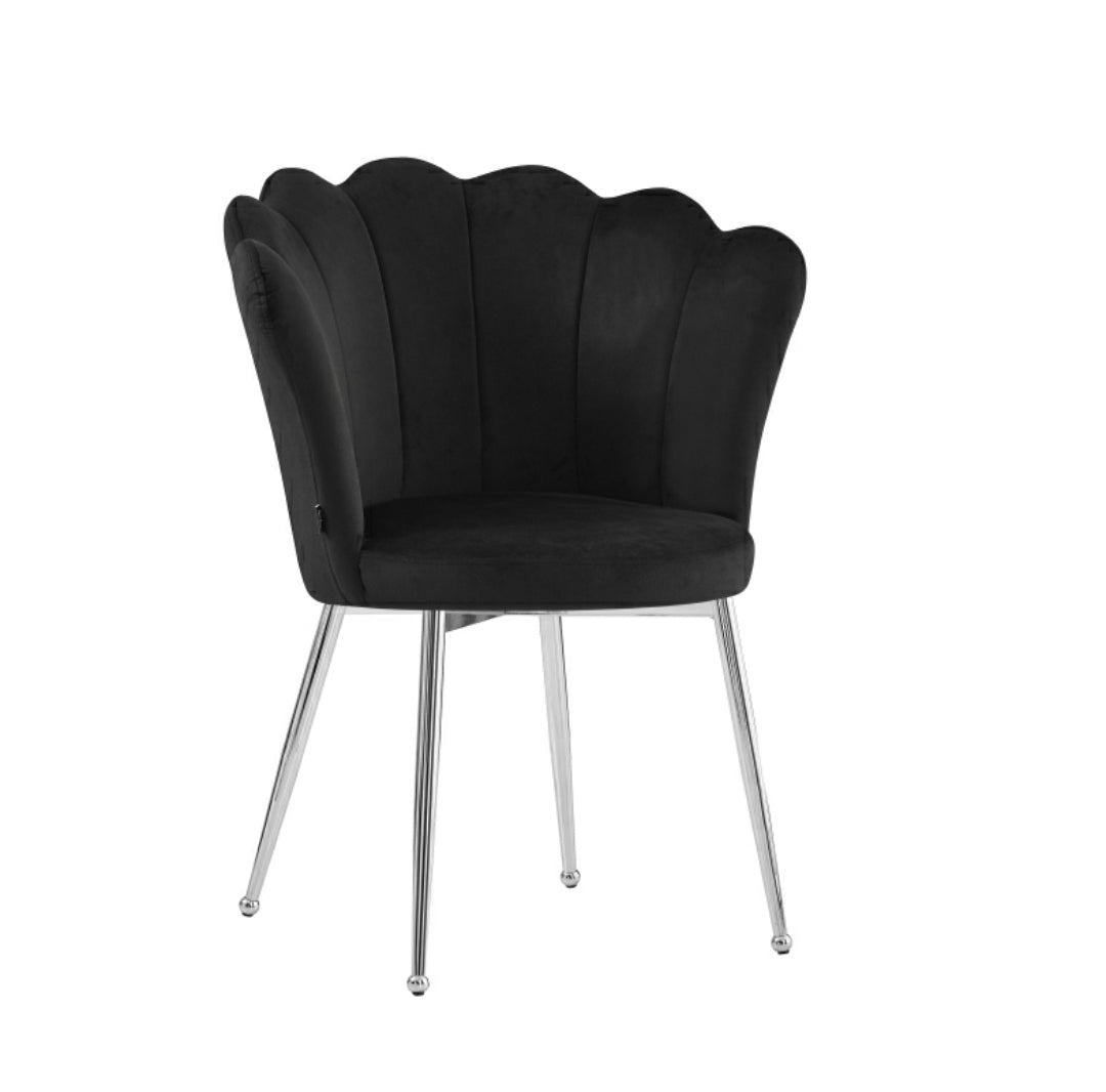 Chaise Quinconce Argent velours Noir