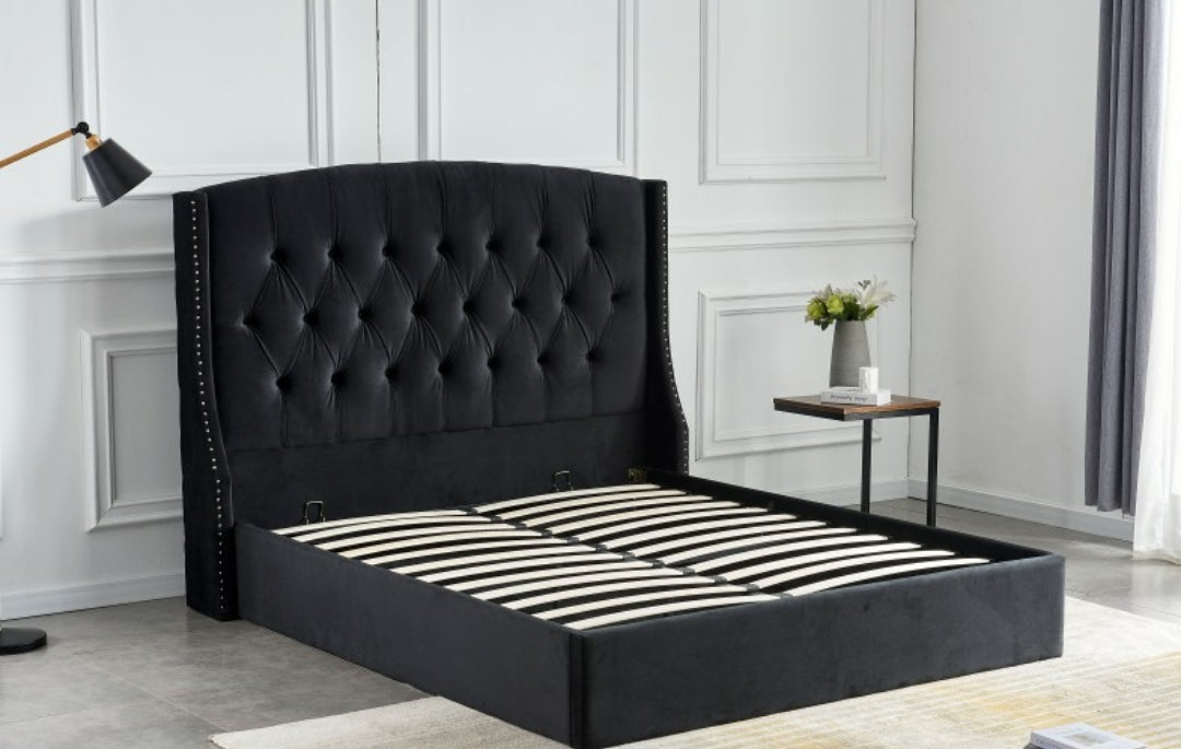 Lit coffre Sultan velours Noir