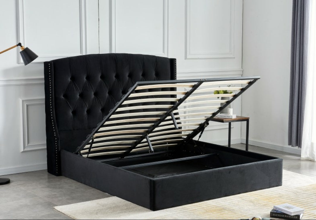 Lit coffre Sultan velours Noir
