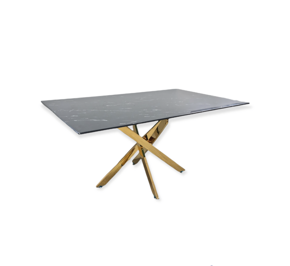 Table à manger Victoire Pieds Or Marbre Noir