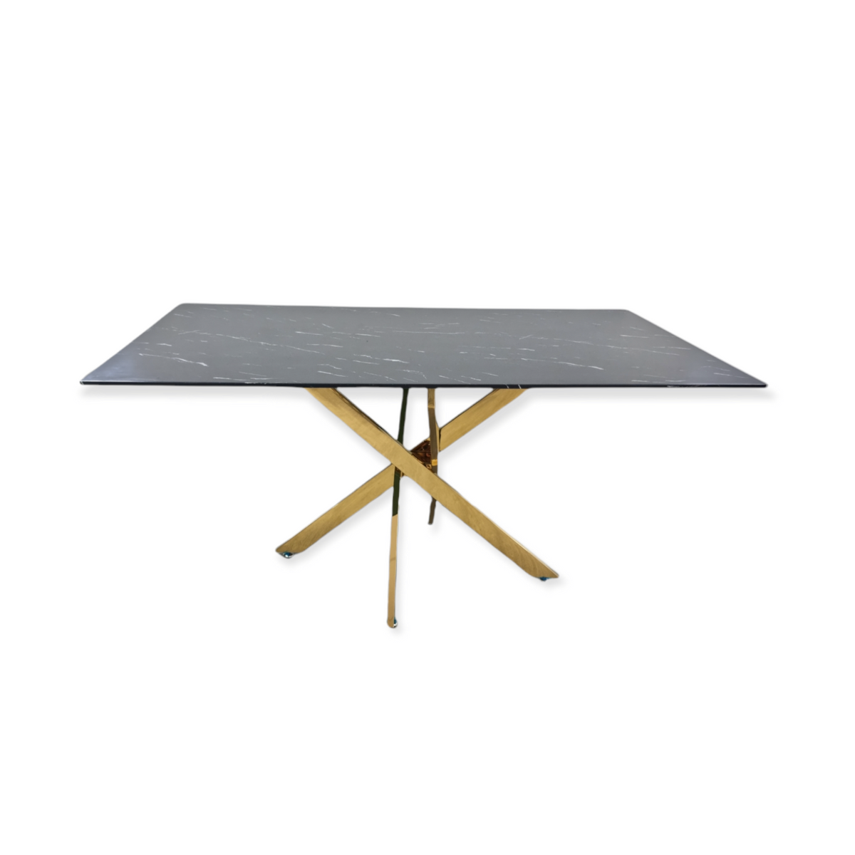 Table à manger Victoire Pieds Or Marbre Noir