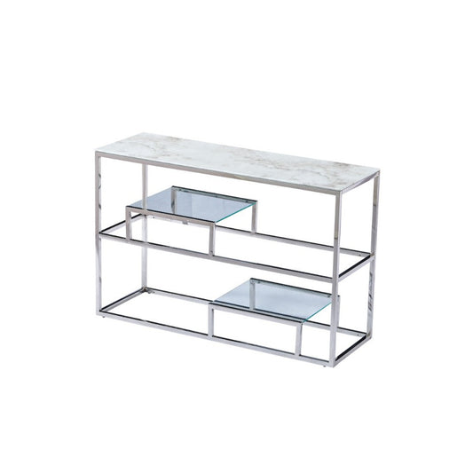 Console Gambetta Argent Marbre blanc