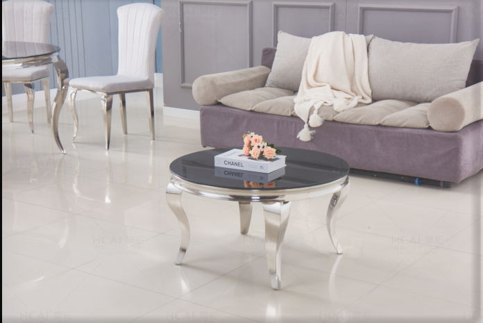 Table basse ronde Nansouty Argent marbre noir