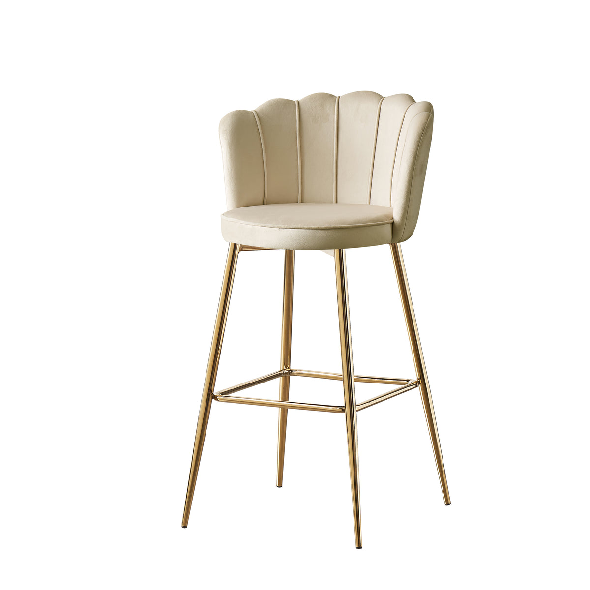 Tabouret de bar Quinconce Or velours Beige