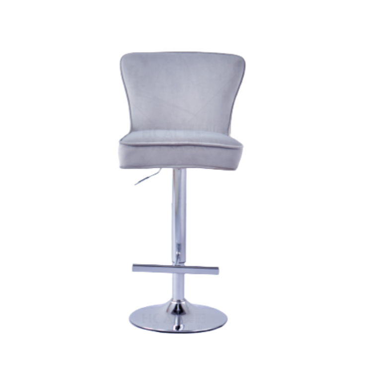 Tabouret de bar Gabrielle Argent velours gris