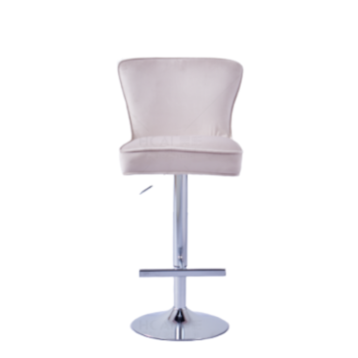 Tabouret de bar Gabrielle Argent velours beige