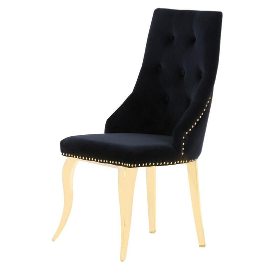 Chaise Anneau Or velours Noir