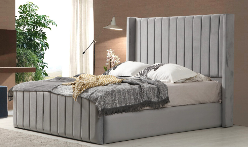 Cadre de lit Tokyo velours Gris