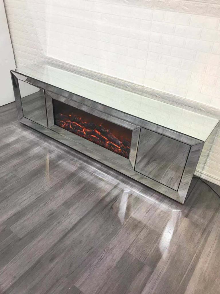 Meuble TV cheminée avec tiroirs