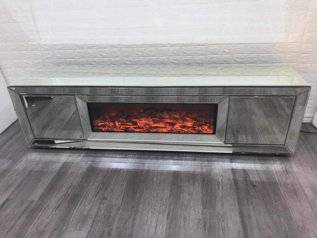 Meuble TV cheminée avec tiroirs