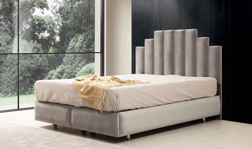 Lit coffre Natura velours Gris