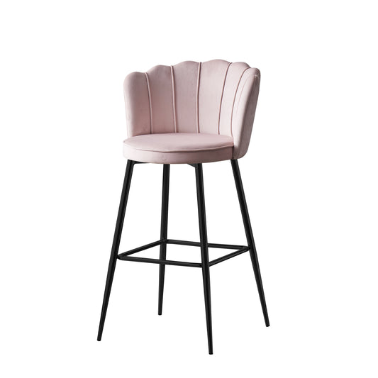 Tabouret de bar Quinconce Black metal velours Rose
