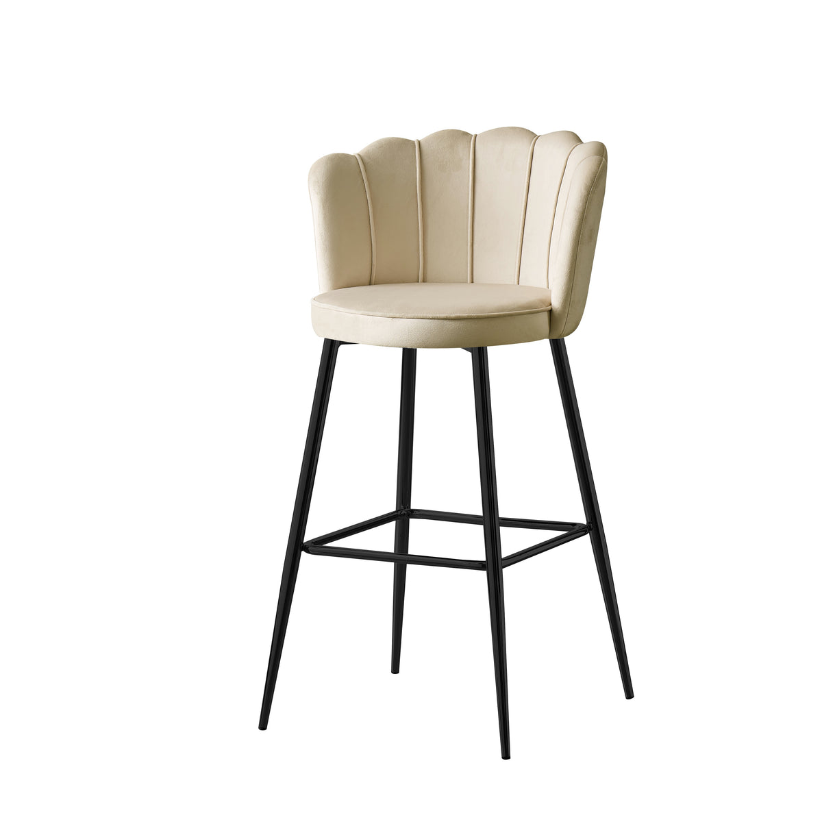 Tabouret de bar Quinconce Black metal velours Beige