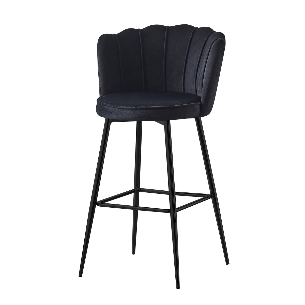 Tabouret de bar Quinconce Black metal velours Noir