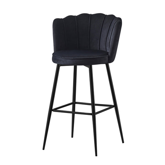 Tabouret de bar Quinconce Black metal velours Noir