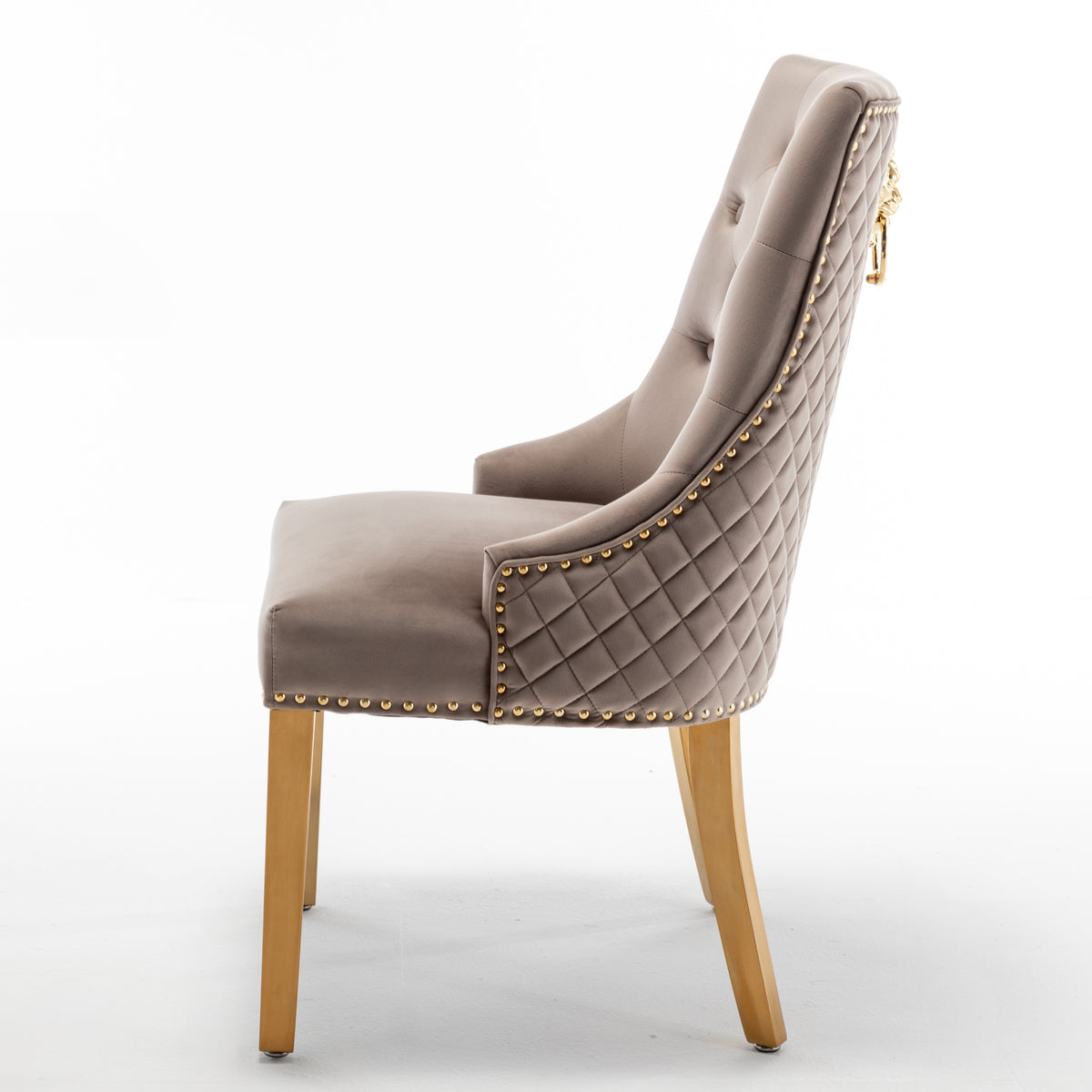 Chaise Stalingrad matelassée Or velours Moka