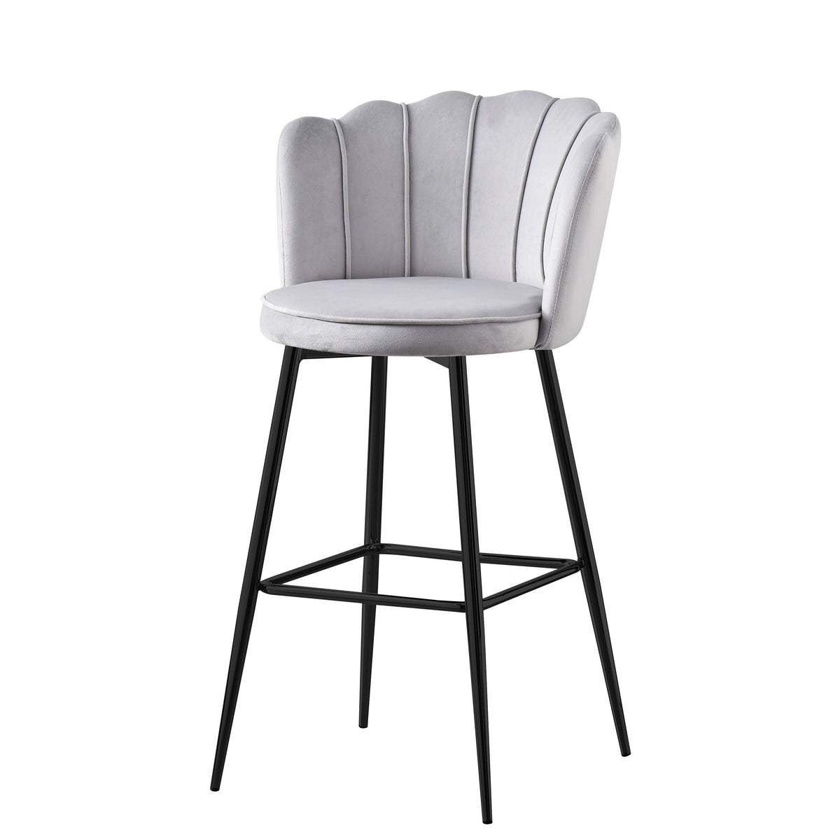 Tabouret de bar Quinconce Black metal velours Gris