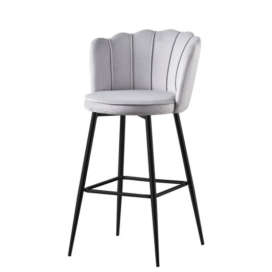 Tabouret de bar Quinconce Black metal velours Gris