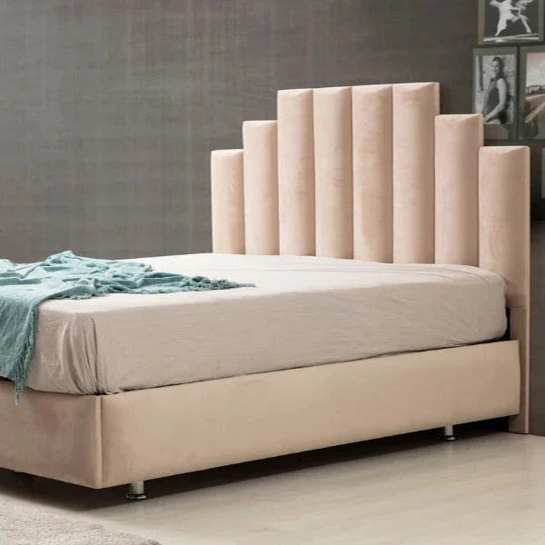 Lit coffre Natura velours Beige