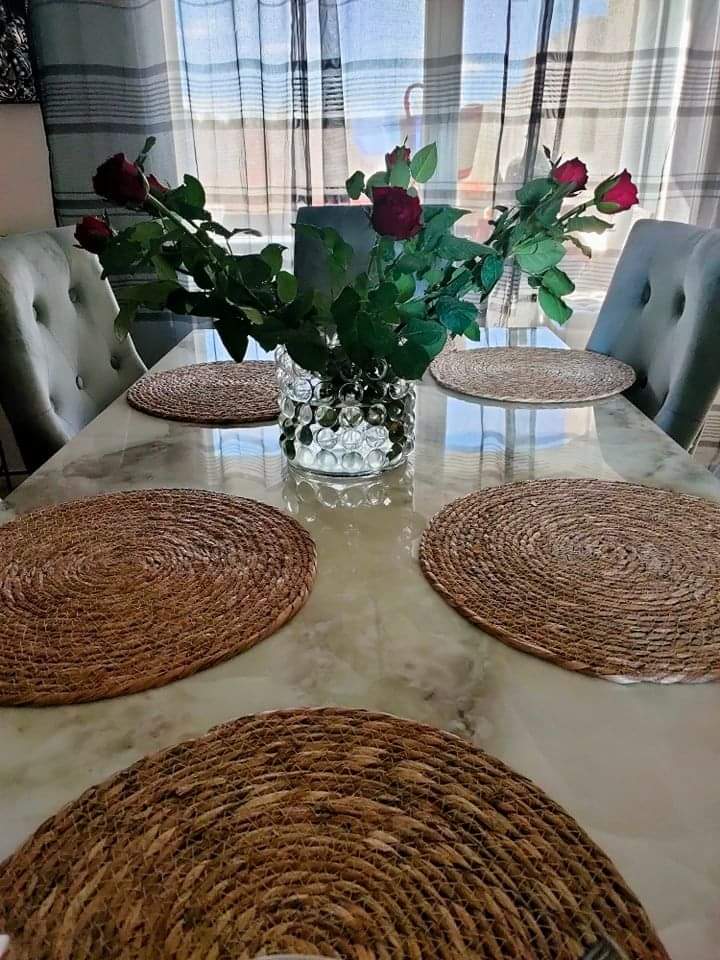 Table à manger Nansouty Argent Marbre Blanc